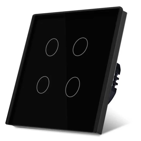 Włącznik dotykowy szklany poczwórny 600W - sterowanie ZigBee - czarny - Tawoia Smart Home