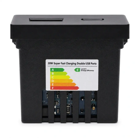Ładowarka USB 20W super fast USB A+C czarny, moduł 1/2 do ramki Tawoia Glass