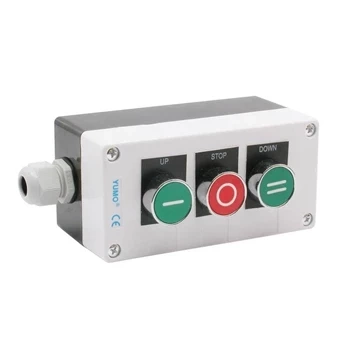 Przełącznik przyciskowy w obudowie 150x72x65mm, OFF-(ON)+ON-(OFF)+OFF-(ON), 3 tory, czerwony+zielony