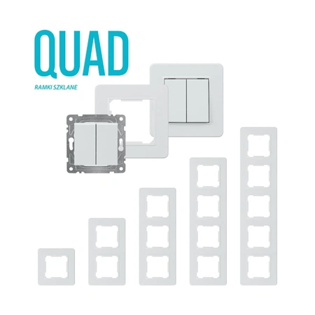 Ramka szklana potrójna, biała, QUAD