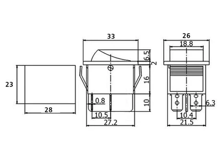 Włącznik ON-OFF 15A 230VAC czerwono-biały, podświetlany, MK621