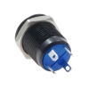 Przycisk wandaloodporny czarny "POWER" chwilowy 2A 250V klawisz płaski, podśw niebieskie 12V