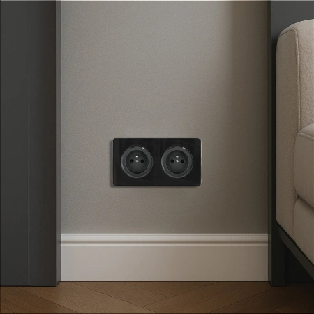 Gniazdo elektryczne z uziemieniem, montaż podtynkowy, kolor czarny OVAL Electromalt OVA1011B