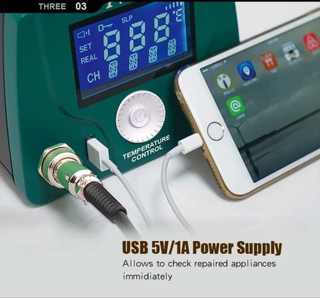 Stacja lutownicza 60W, precyzyjna, ESD, port USB, kompaktowe wymiary 18x15x11cm, Proskit SS-256B