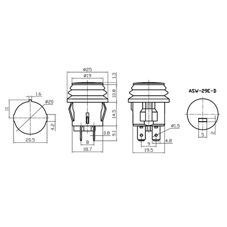 Przełącznik samochodowy ASW-29E-D 12V/20A czerwony on-off