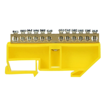 Listwa zaciskowa dla uziemienia PE, 12 przewodów, szyna DIN, żółta, ORNO 8204