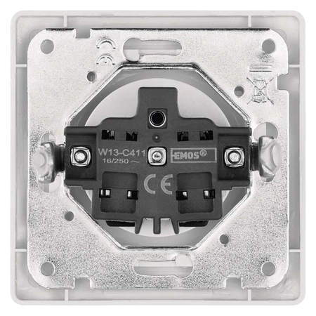 Gniazdo elektryczne z uziemieniem, montaż podtynkowy, kolor biały, EMOS A6001.0