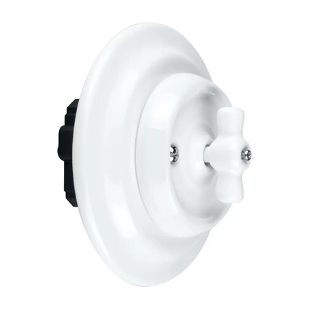 Włącznik żaluzjowy / roletowy obrotowy z ramką, ceramiczny, montaż podtynkowy, kolor biały Ceramic Loft