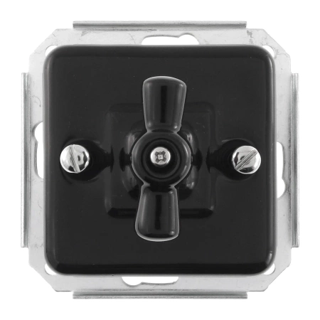 Włącznik żaluzjowy obrotowy ceramiczny, kwadratowy z ramką, podtynkowy czarny Ceramic Loft