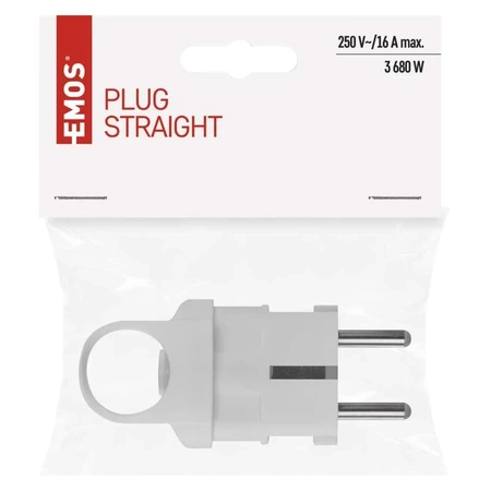 Wtyczka prosta biała 230V AC z uchwytem, Emos P0038