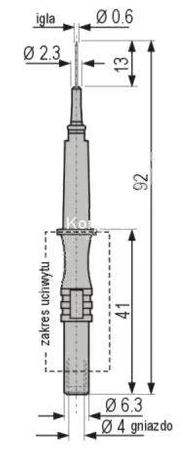 Sonda probiercza do SMD 92mm, bezpieczna, gniazdo 4mm, czerwona