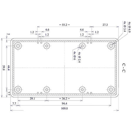Obudowa uniwersalna Z76, 59,5 × 109 × 28 mm, ABS, czarna, z panelami bocznymi, Kradex