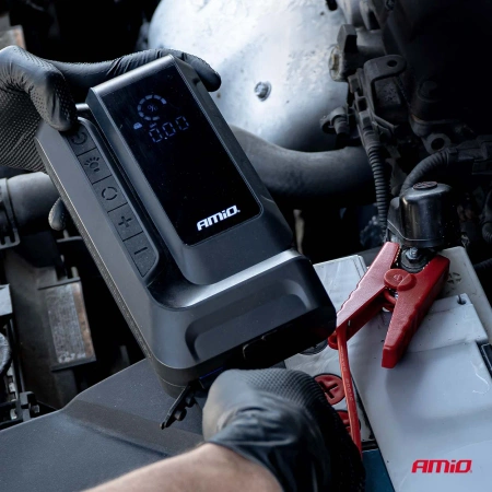 Jump Starter 12V 12AH 1600A 4w1 Starter/Latarka Led/Kompresor/Powerbank AMIO 04677