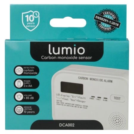 Czujnik czadu z LCD, autonomiczny, bateryjny LUMIO DCA002
