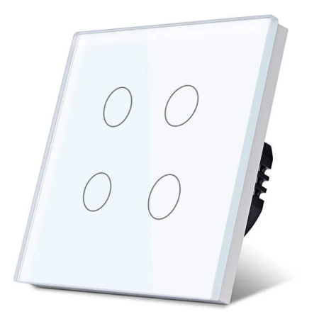 Włącznik poczwórny - dotykowy szklany panel biały - podtynkowy - TAWOIA Glass