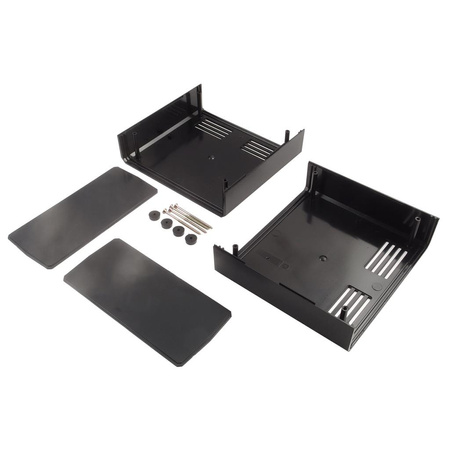 Obudowa uniwersalna KM-85B, 180 × 160 × 85 mm, ABS, czarna, wentylowana, z panelami, Maszczyk