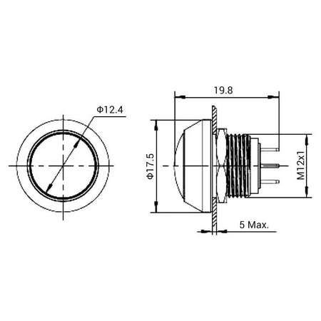 Przycisk wandaloodporny W12P10R/S 12mm, monostabilny 1NO, wypukły