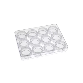 Pojemniczki 3ml - 12 szt - zakręcane słoiczki na drobne elementy w kasetce