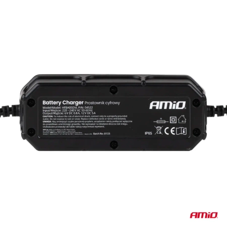 Prostownik AMiO cyfrowy LEAD ACID LFP max 5A 6/12V 04522