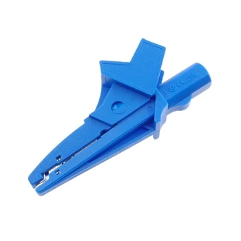 Krokodylek bezpieczny, rozwarcie 25mm, gniazdo 4mm, niebieski