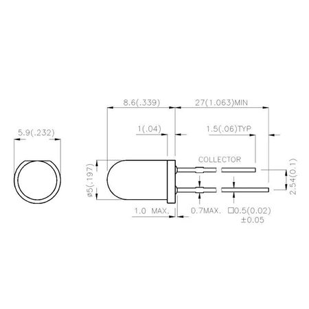 Fototranzystor L-53P3C 5mm 940nm 30V L53P3C