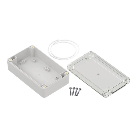 Obudowa hermetyczna ZP125.75.37JPH, 75 × 125 × 37,2 mm, ABS+PC, jasnoszara, z przezroczystym wieczkiem, Kradex