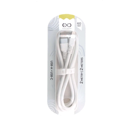 Kabel USB-A - USB-C, 60 W, 2 m, pastelowy, eXc
