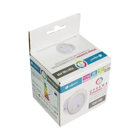 Lampka schodowa LED z czujnikiem ruchu, 230Vac, okrągła srebrna