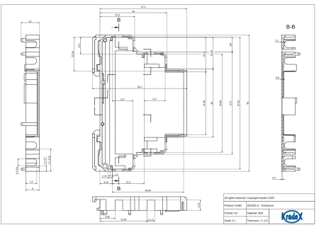 Obudowa modułowa na szynę DIN ZD1001J-C, 90 × 18 × 65 mm, ABS, szara, Kradex