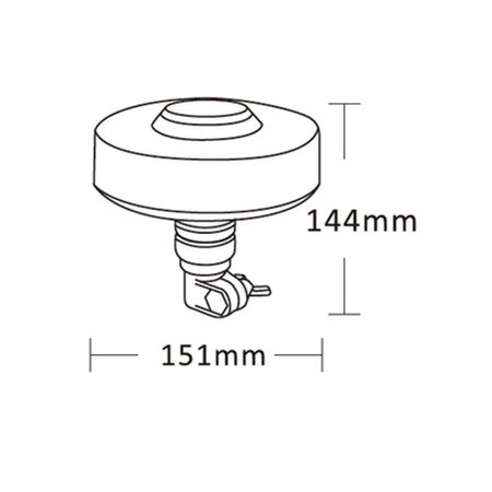 Lampa ostrzegawcza LED do pojazdu, UFO2, 22W, 48 LED, światło pomarańczowe, trzpień FLEX, R65 R10, ALR0078