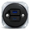 Ładowarka USB A+C 20W okrągła czarna ceramiczna podtynkowa (moduł bez ramki) - Ceramic Loft