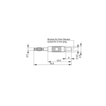 Adapter - gniazdo izolowane 2mm / wtyk 4mm czerwony