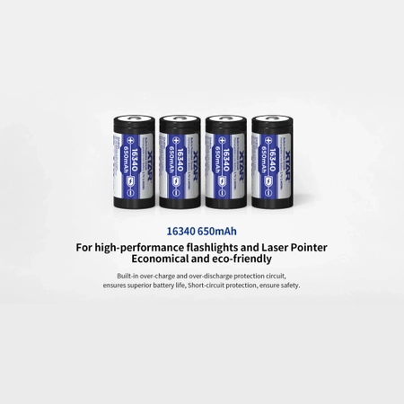 Akumulator Li-Ion 16340 / R-CR123 3.7V 650mAh z zabezpieczeniem, Xtar