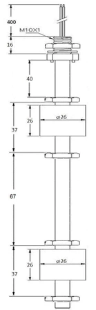 Magnetyczny czujnik poziomu wody CMW210 podwójny, metalowy 67mm