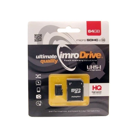 Karta MicroSD IMRO 64GB class 10 UHS-1 + adapter SD