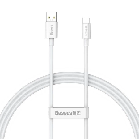 Kabel USB do USB-C 1m, szybkie ładowanie QC 65W, Baseus Superior Series, biały