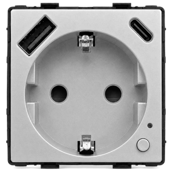 Gniazdo elektryczne Schuko z USB A+C 20W z pomiarem energii (watomierz) WiFi i Bluetooth grafitowe podtynkowe (moduł bez ramki) - TAWOIA Smart Home