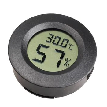 Termometr z higrometrem LCD okrągły 45 mm, -50 do +110°C, wilgotność 10-99%, czarny
