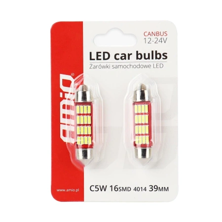 Żarówka samochodowa LED 12V/24V Festoon 39mm, CANBUS, 2szt