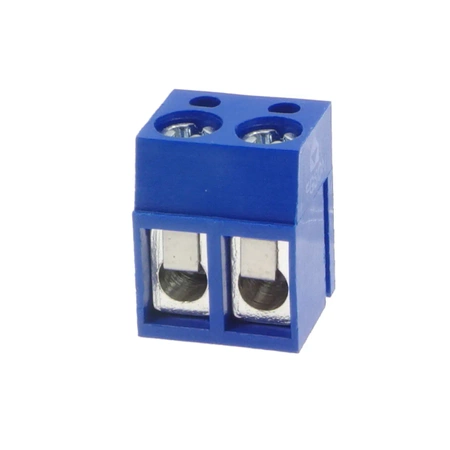 Złącze śrubowe do druku, 2 pola, raster 5mm, wysokość 9mm, wyprowadzenia kątowe, 300V / 10A, Degson DG300R