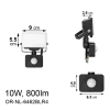 Naświetlacz bezramkowy z PIR 10W, 800lm, IP44, 4000K, PORTO S
