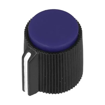 Gałka ze wskaźnikiem do potencjometru na oś 6mm - 13x15mm - czarna, niebieski znacznik