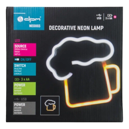 Neon LED "piwo", dekoracja LED 20x20cm zasilanie z baterii lub USB