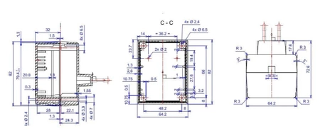 Obudowa zasilacza Z21, 64 × 82 × 55 mm, ABS, wentylowana, Kradex