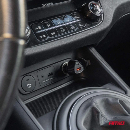 Ładowarka samochodowa QC+PD 38W USB-A + USB-C szybkie ładowanie AMIO-04283