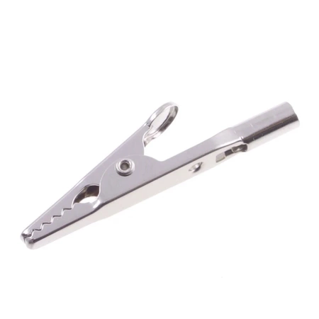 Krokodylek nieizolowany, rozwarcie 10mm, gniazdo 4mm