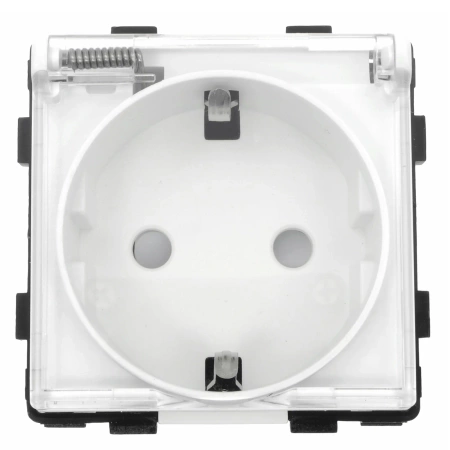 Moduł - Gniazdo elektryczne Schuko IP44 z klapką - biały - Tawoia Glass