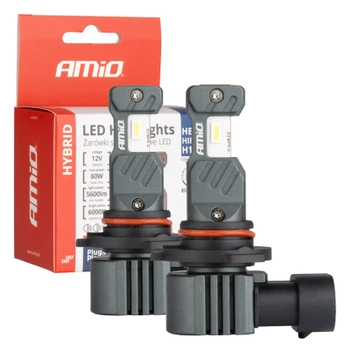 Żarówka samochodowa LED 2szt HB3 HIR1 H10 6000K Canbus 60W AMIO-04117 seria HYBRID AMIO-04117