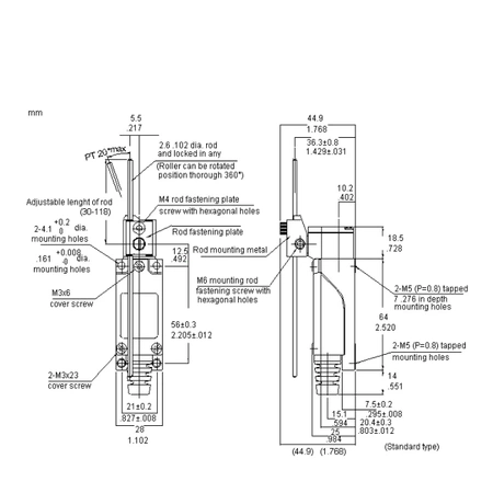 Wyłącznik krańcowy ME8107 5A/250V, ON-(OFF) / OFF-(ON)