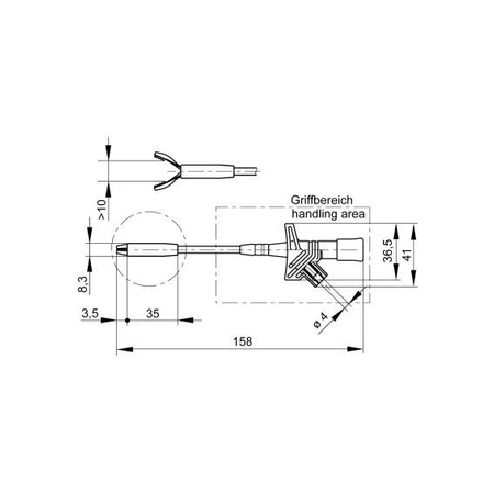 Chwytak krokodyl 157mm z gniazdem 4mm, czarny